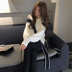 Women’s one off shoulder crewneck sweater